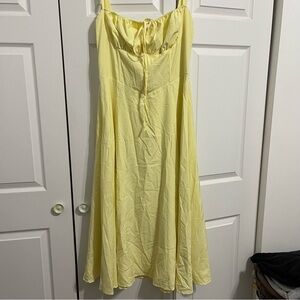 Wedding Guest Elegant Yellow Midi Dress